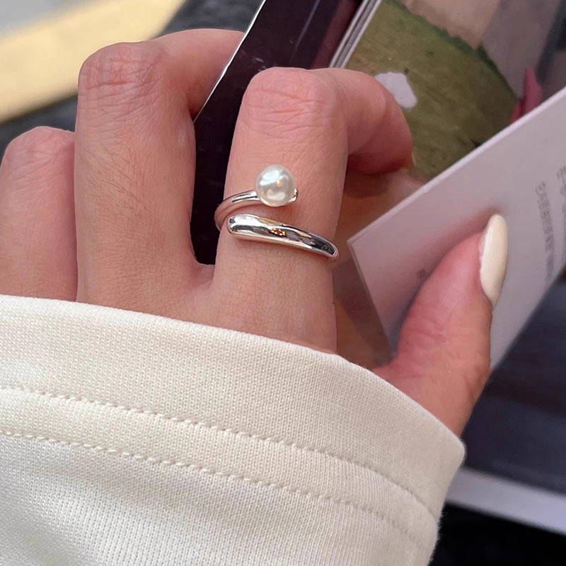 Damen eleganter Perlenring mit modernem Design Shop Nory