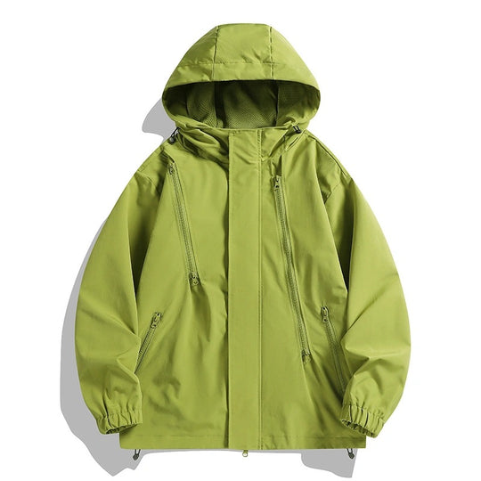 Damen Kurze technische Kapuzenjacke mit asymmetrischen Reißverschlüssen & Kordelzug Shop Nory