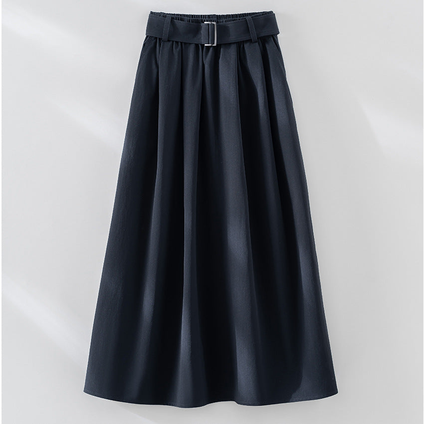 Damen Midilanger A-Linien-Rock mit hoher Taille, Faltenwurf und Taillengürtel Shop Nory