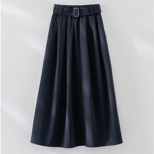 Damen Midilanger A-Linien-Rock mit hoher Taille, Faltenwurf und Taillengürtel Shop Nory