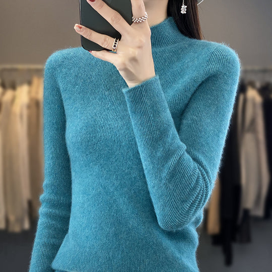 Damen Schlanker Feinstrick-Mockneckpullover aus feinem Angora‑Mix Shop Nory