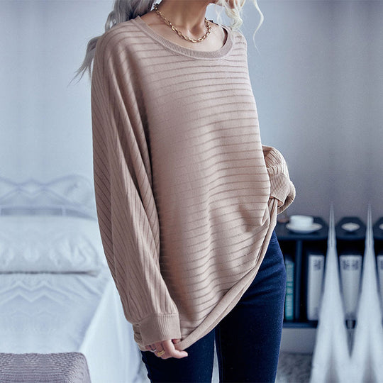 Damen Oversize-Feinstrickpullover mit horizontalem Rippdetail und Rundhalsausschnitt Shop Nory