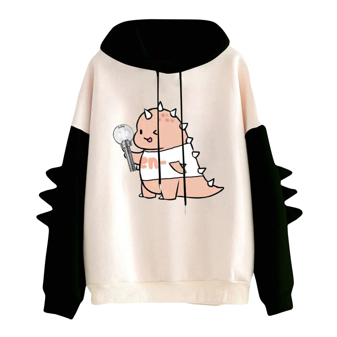 Damen nan Kapuzenpullover mit niedlichem Frosch-Motiv, Kängurutasche und volumigen Ärmelapplikationen Shop Nory