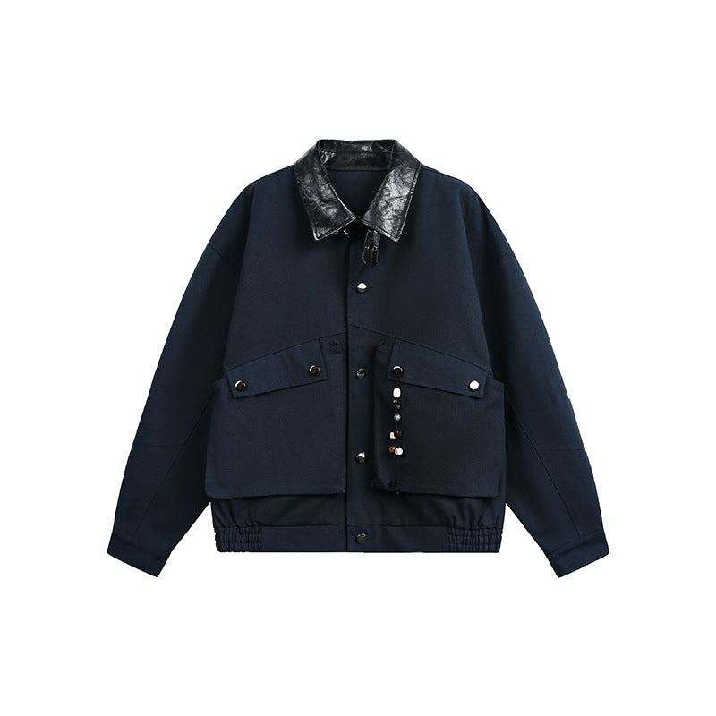 Herren Oversize Harrington-Jacke mit Kunstlederkragen, aufgesetzten Klappentaschen und elastischem Saum Shop Nory