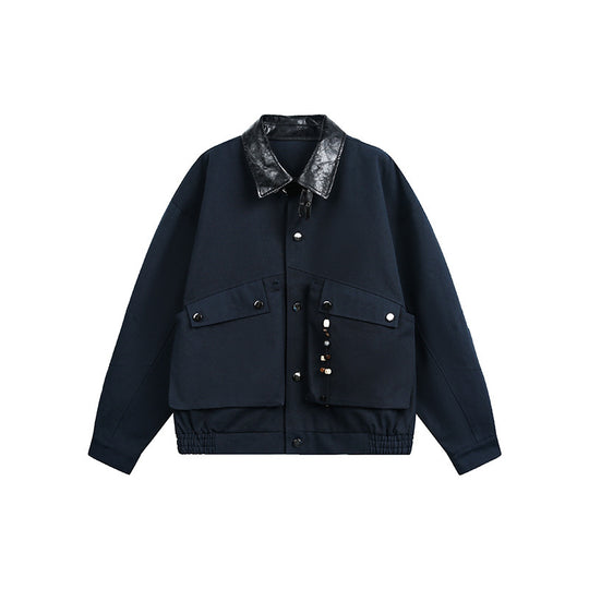Herren Oversize Harrington-Jacke mit Kunstlederkragen, aufgesetzten Klappentaschen und elastischem Saum Shop Nory