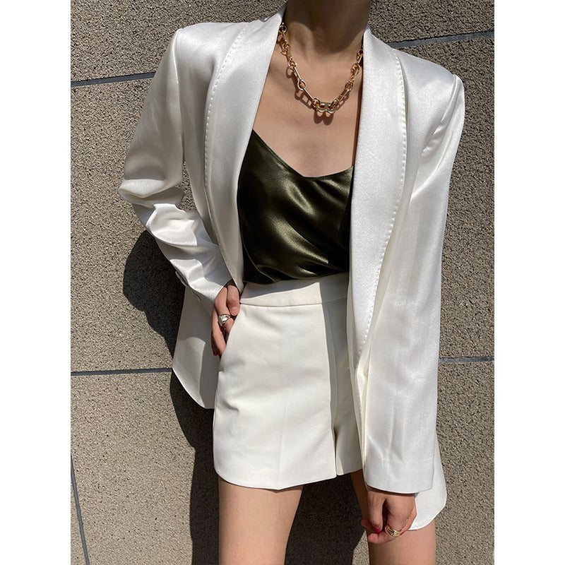 Damen Eleganter, taillierter Satinblazer Shop Nory