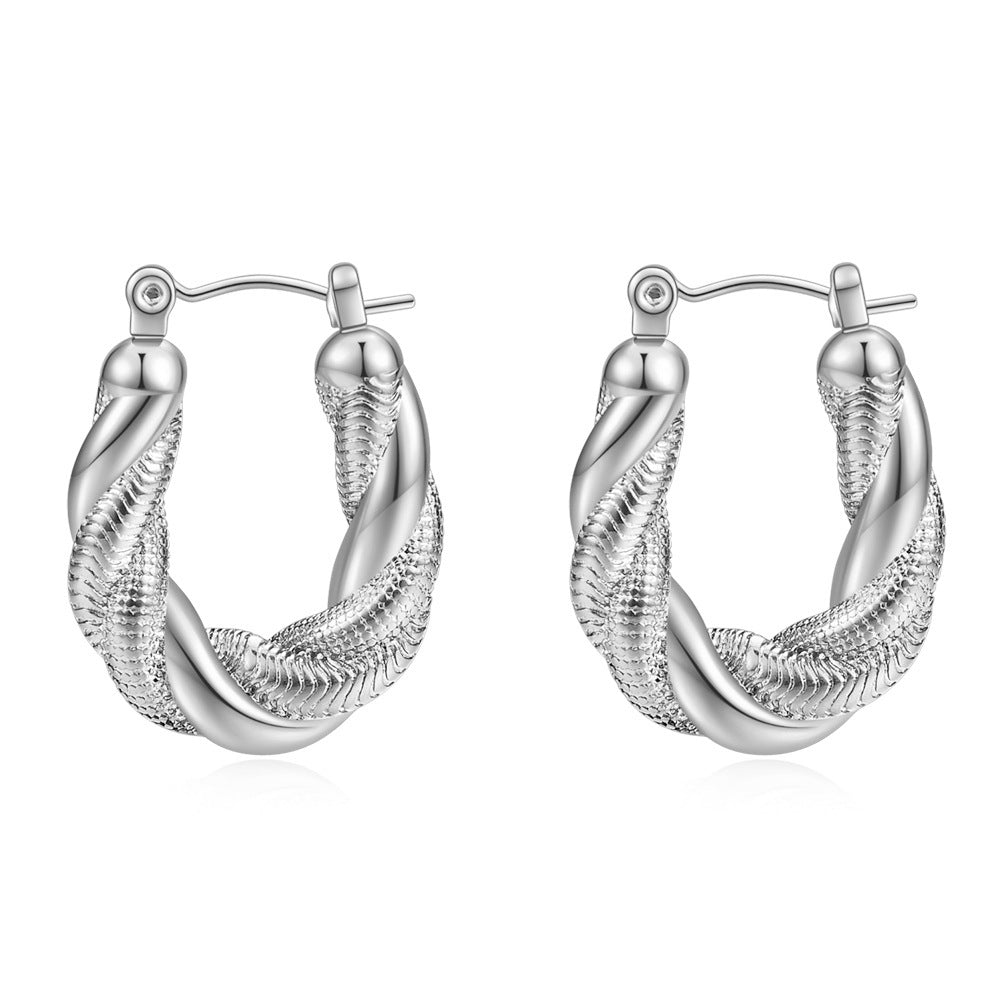 Damen Creolen mit angesagtem Zwirnmuster aus hochwertigem Edelstahl Shop Nory