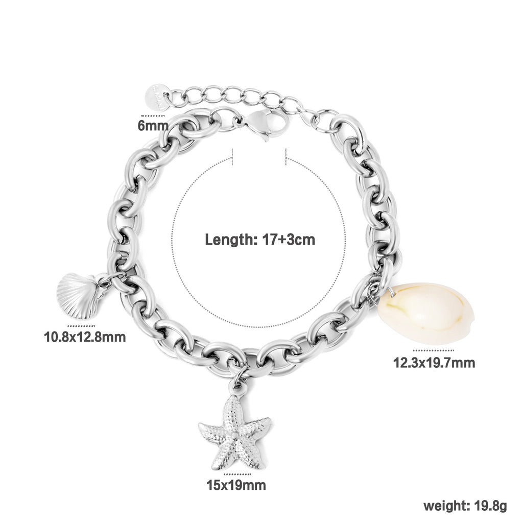 Damen Armband mit maritimen Anhängern aus hochwertigem Edelstahl Shop Nory