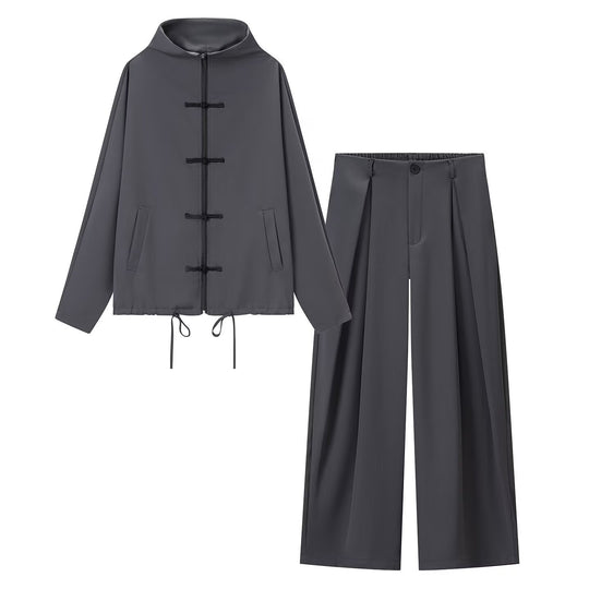 Damen leichte Boxy-Jacke mit Stehkragen, Zipper-Front, Kordelzug und dekorativen Knotenverschlüssen Shop Nory