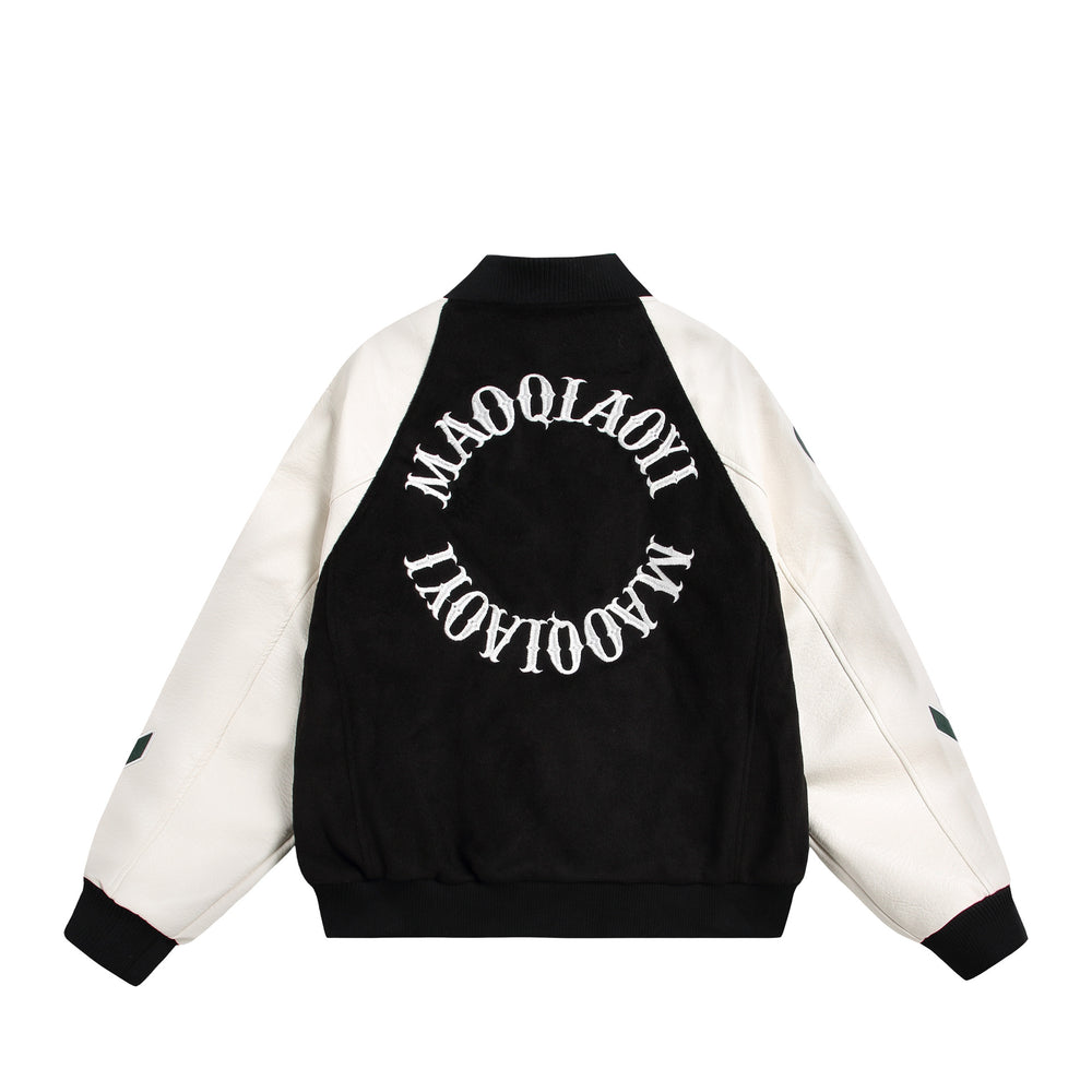 Unisex Varsity-Bomberjacke im Materialmix mit Stick- und Applikationsdetails Shop Nory