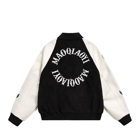 Unisex Varsity-Bomberjacke im Materialmix mit Stick- und Applikationsdetails Shop Nory