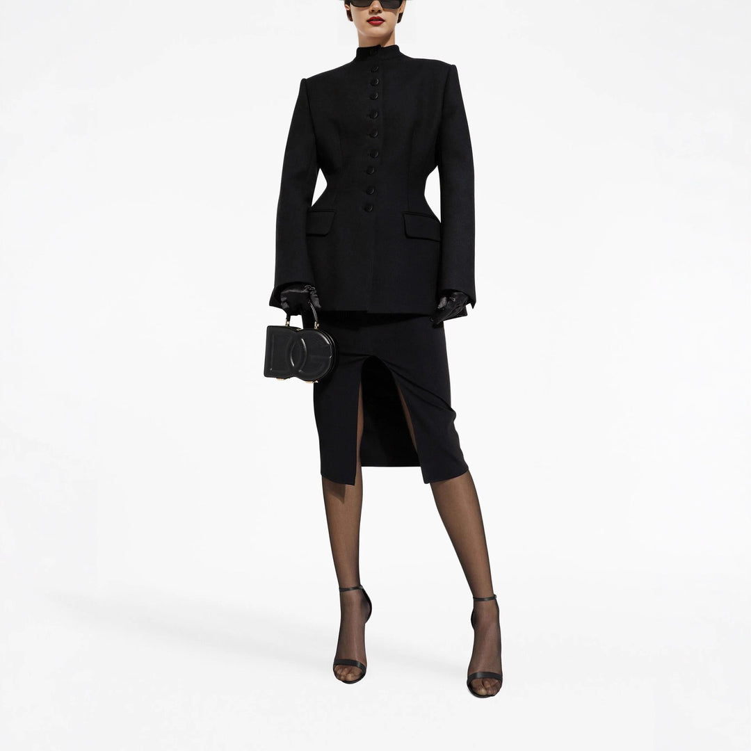 Damen Taillierter Blazer mit Stehkragen, strukturierter Schulter und dekorativer Knopfleiste Shop Nory