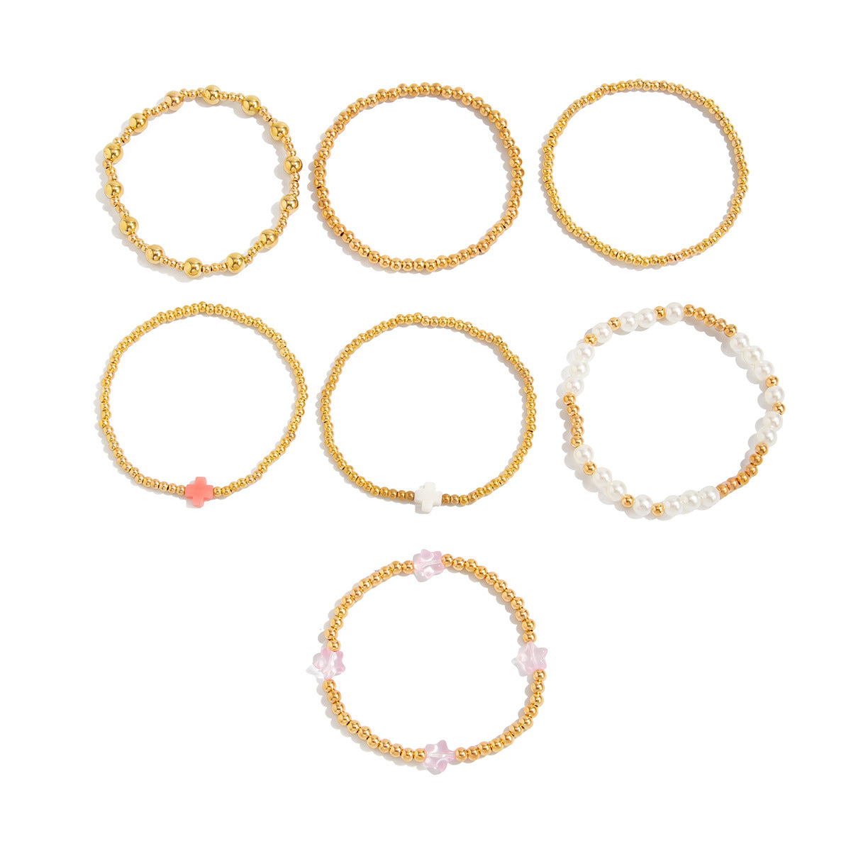Damen Armbandset mit eleganten Perlen und filigranen Ketten Shop Nory