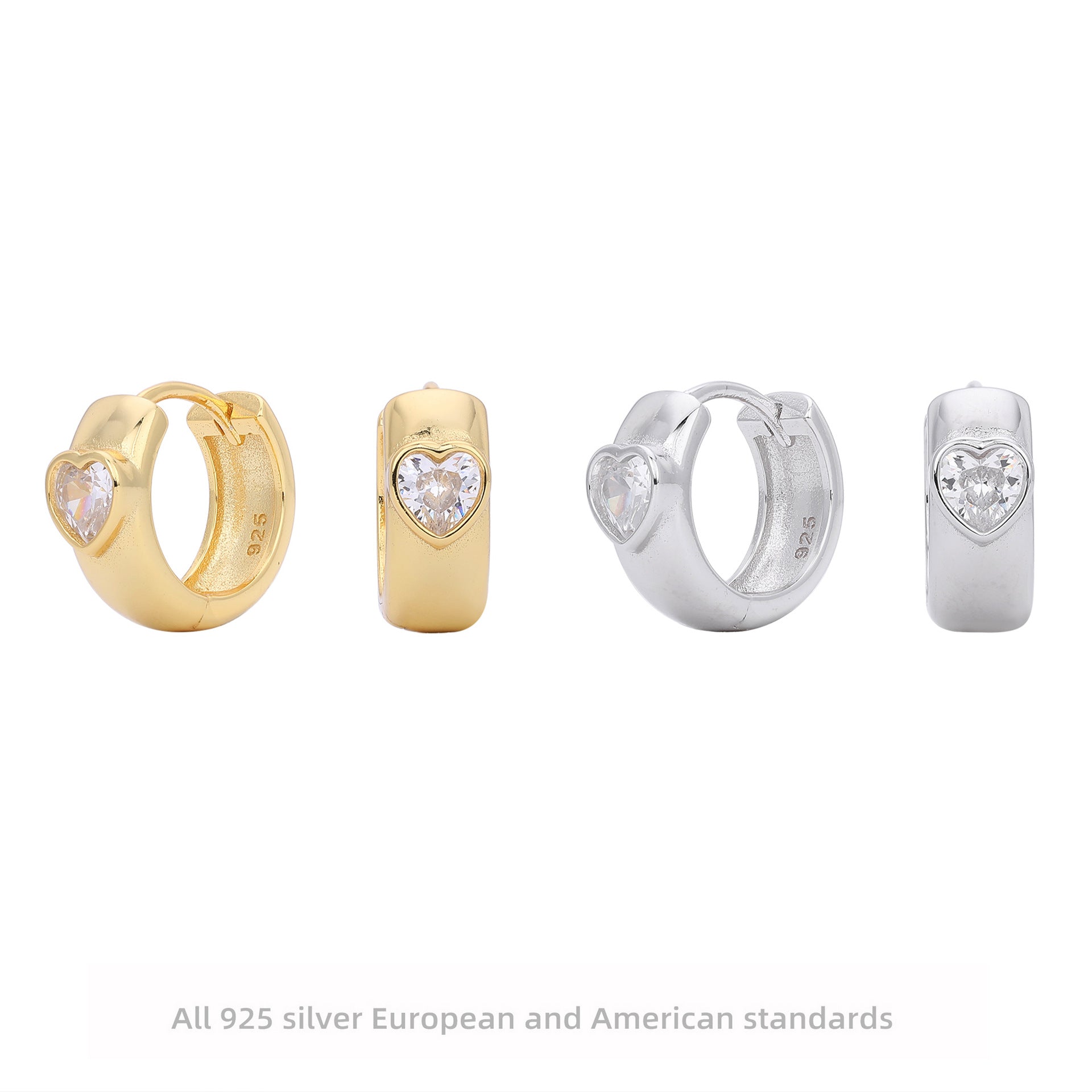 Damen Creolen mit herzförmigem Zirkonbesatz aus 925 Sterling Silber Shop Nory