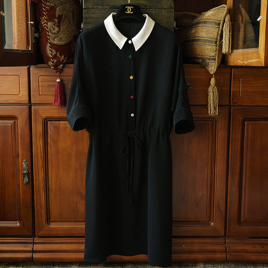Damen Elegantes Kurzarmkleid mit Taillengürtel Shop Nory