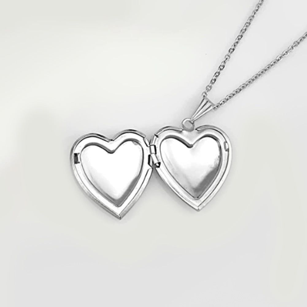Damen Medaillon Halskette mit Herzdesign und Rosenmotiven Shop Nory