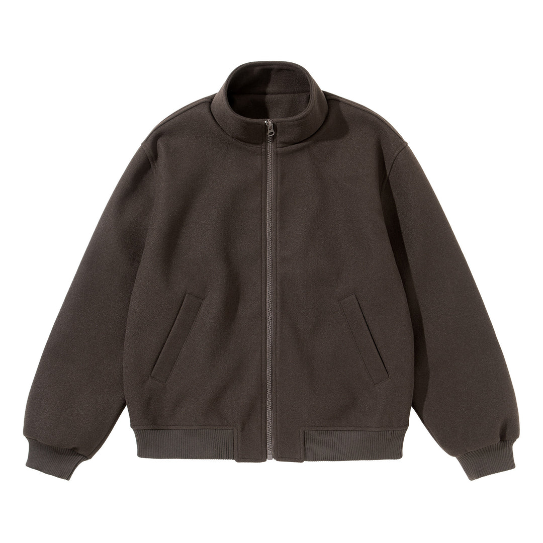 Unisex Kurz geschnittener kastiger Wollmix Blouson mit Stehkragen Shop Nory