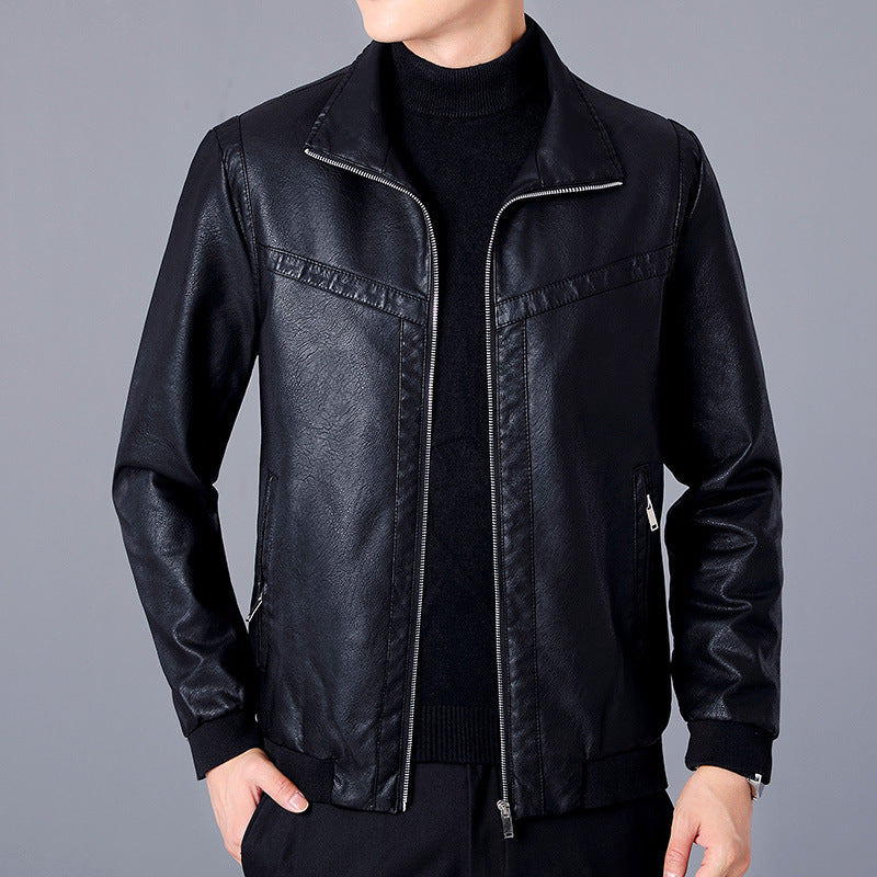Herren Kunstleder-Bomberjacke im Aviator-Look mit Stehkragen und Reißverschluss Shop Nory