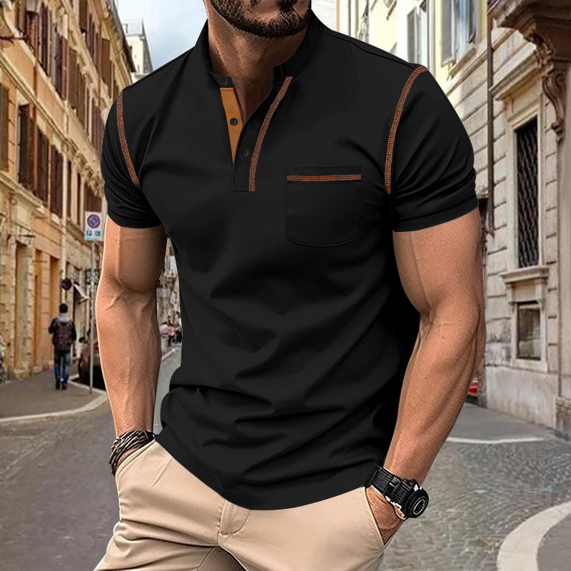 Herren shirt mit modernem Henley-Kragen und praktischen Brusttasche ShopNory