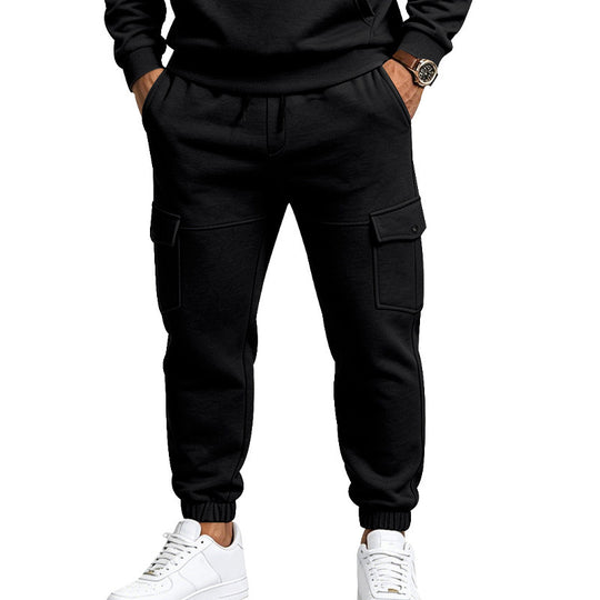 Herren Cargo-Jogginghose mit seitlichen Klappentaschen, Kordelzug und Elastischen Bündchen Shop Nory