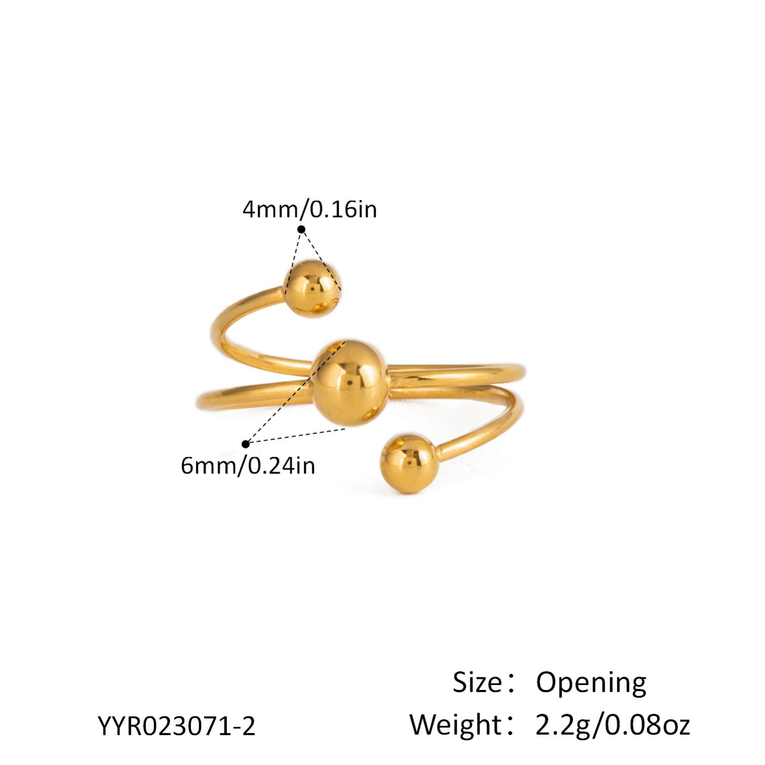 Damen Eleganter Ring mit Doppel-Kugel Shop Nory