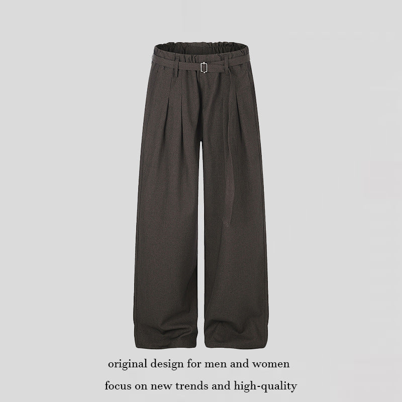 Damen Weite High‑Waist Palazzo‑Hose mit Paperbag‑Bund, Bundfalten und Bindegürtel Shop Nory