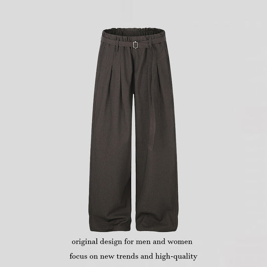 Damen Weite High‑Waist Palazzo‑Hose mit Paperbag‑Bund, Bundfalten und Bindegürtel Shop Nory