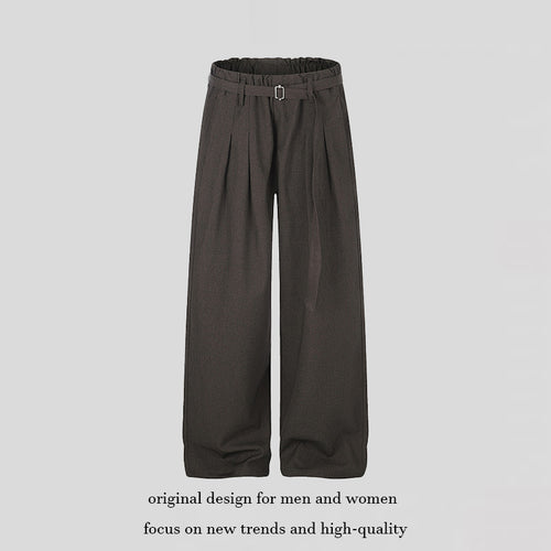 Damen Weite High‑Waist Palazzo‑Hose mit Paperbag‑Bund, Bundfalten und Bindegürtel Shop Nory