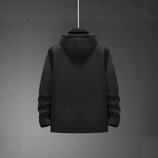 Herren Wasserabweisende Multitaschen-Jacke mit Kapuze und Fleece-Innenfutter Shop Nory