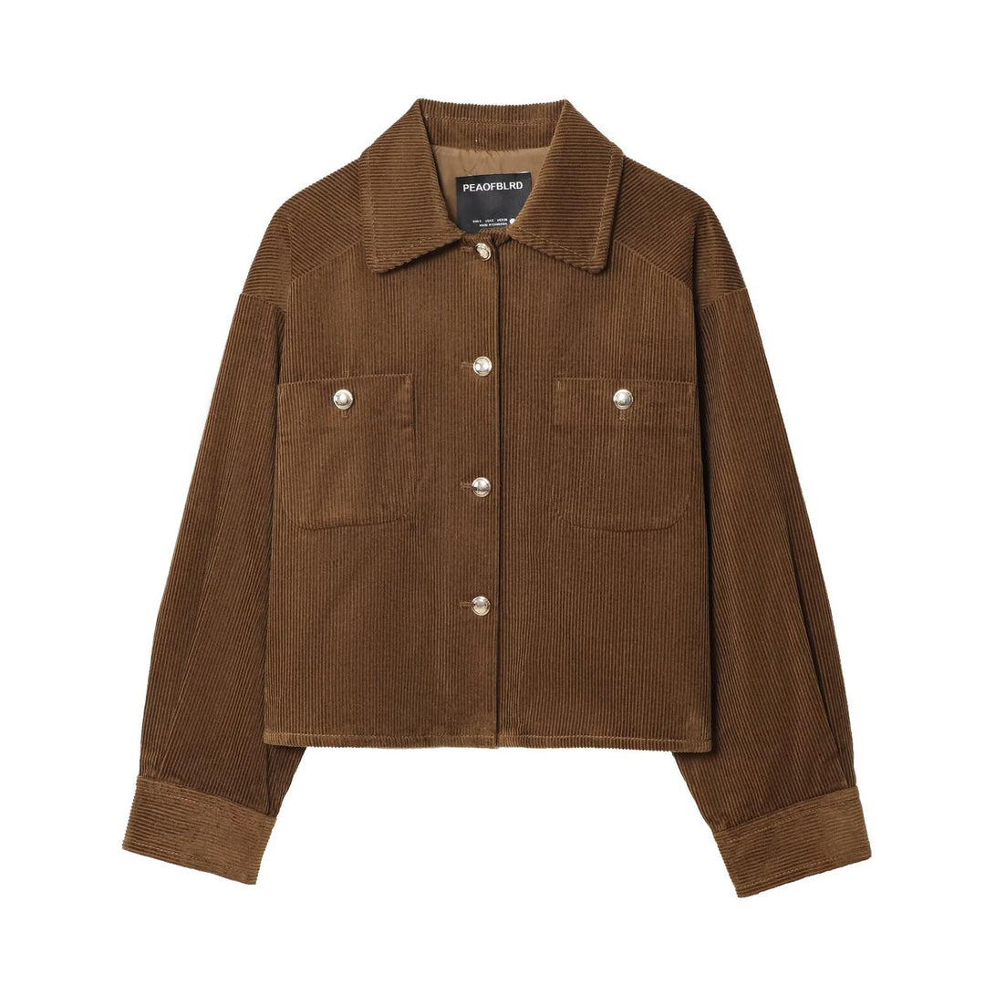 Damen Kurz-Overshirt aus Cord mit Druckknopfleiste und aufgesetzten Taschen Shop Nory