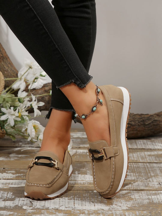 Damen Mokassin-Slipper mit Ziermetall-Bit und dämpfender Profilsohle Shop Nory