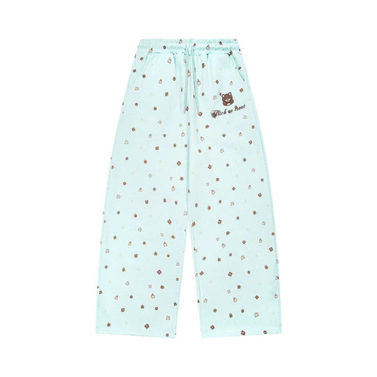 Damen Weite Loungehose im Culotte‑Stil mit elastischem Komfortbund und süßem Bären‑Print Shop Nory