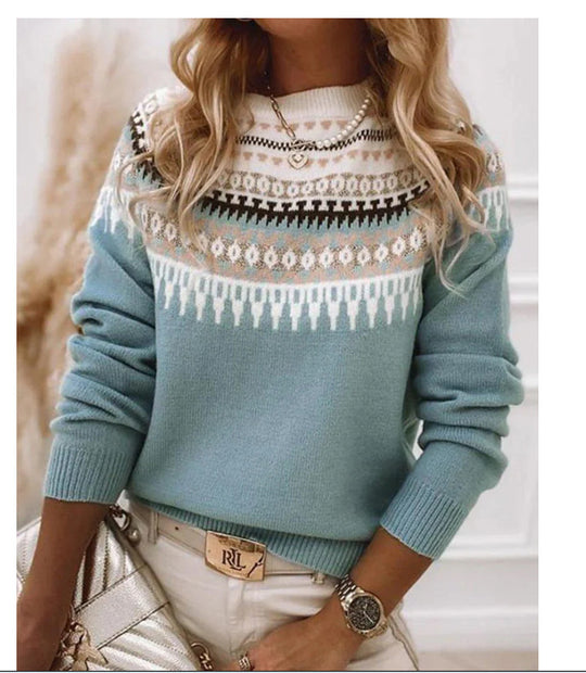 Damen nan Norwegerpullover aus Wollmix mit Rundhalsausschnitt und traditionellem Fair-Isle-Yoke Shop Nory