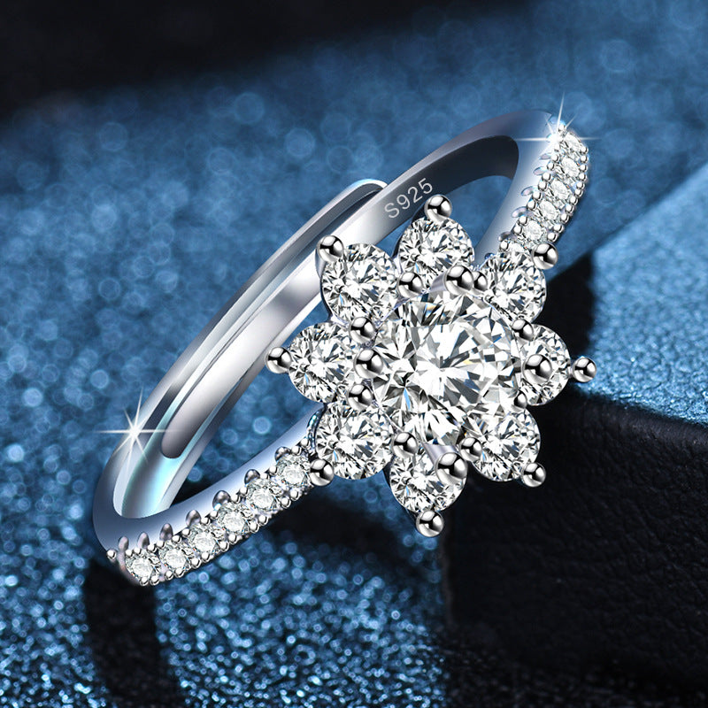 Damen Blumenring mit funkelnden Zirkonia-Steinen Shop Nory