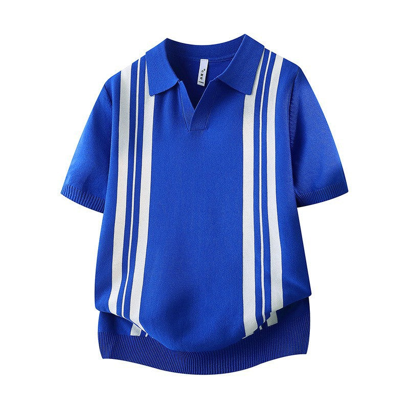 Herren Modisches Kurzarm Polohemd mit sportlichen Streifen Shop Nory