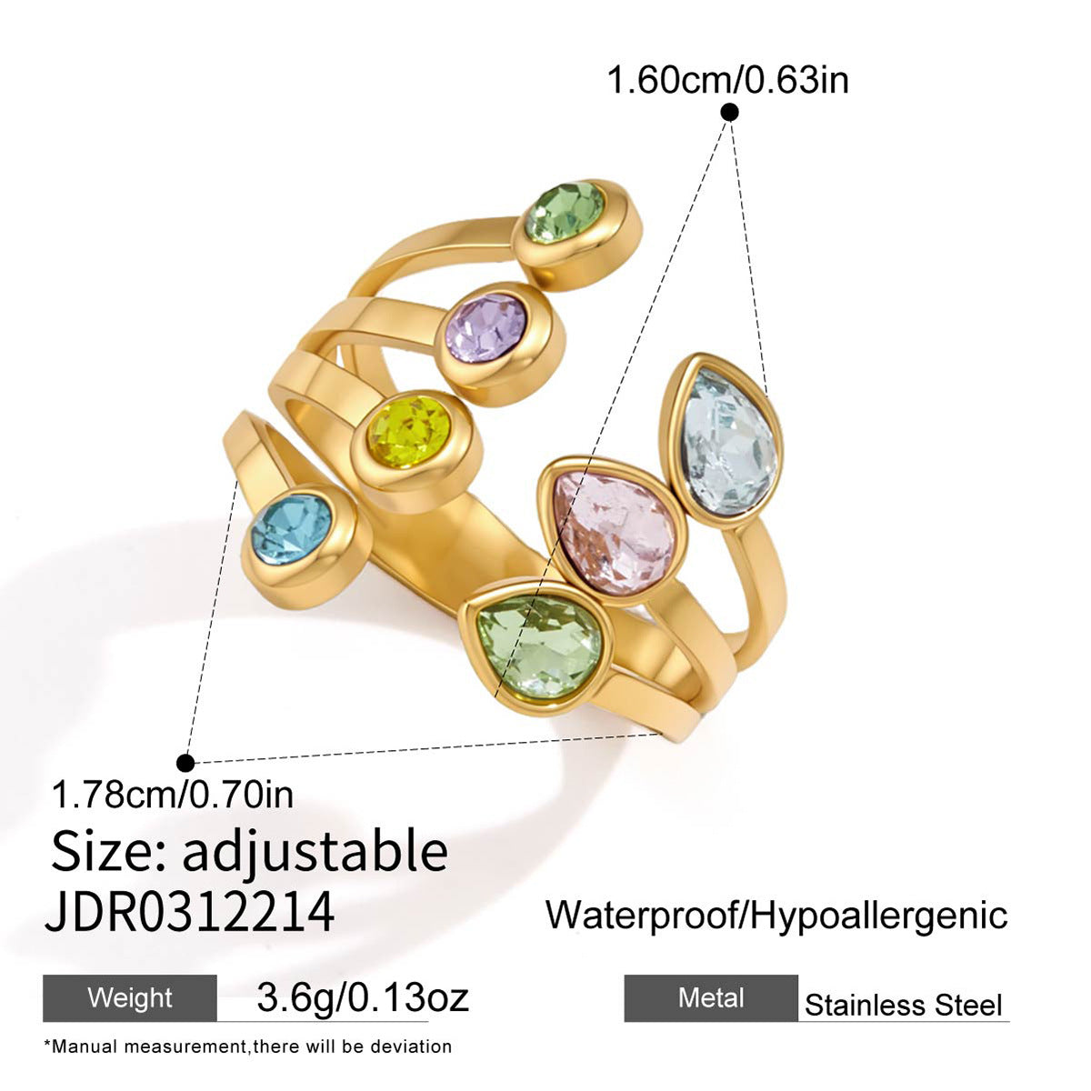 Damen Offener Ring mit funkelndem Kristallbesatz Shop Nory