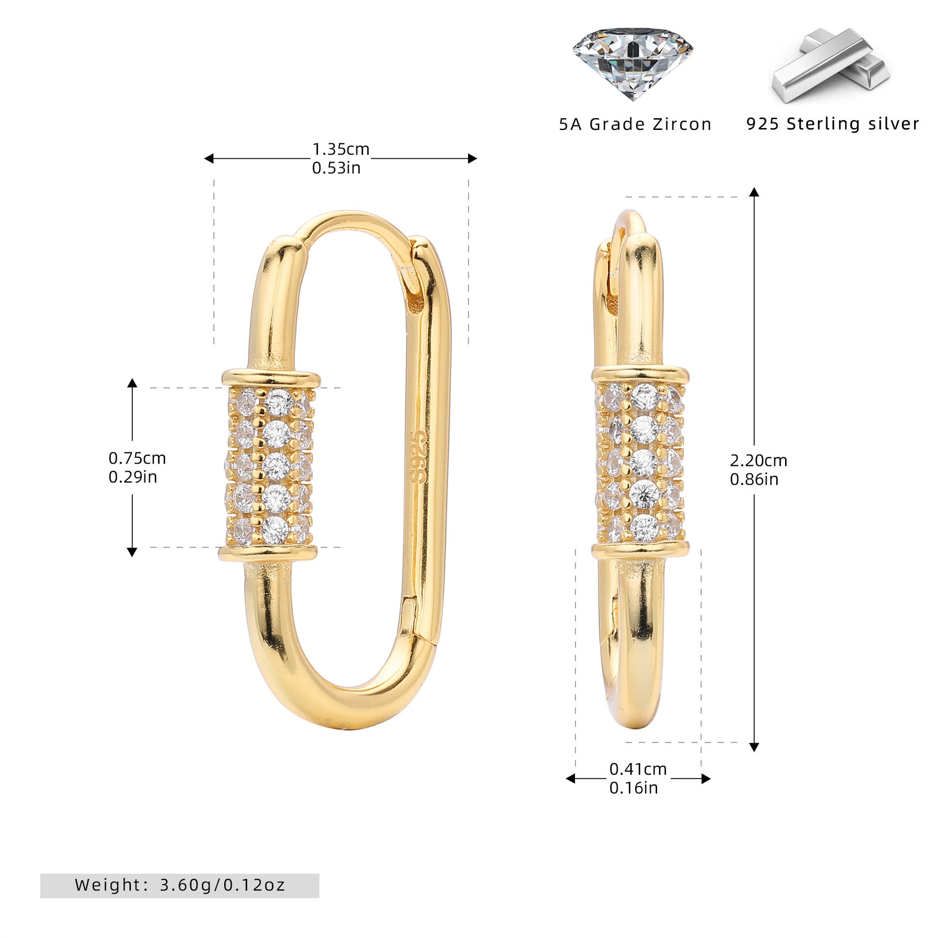 Damen Ohrhänger mit funkelnden Zirkonia und elegantem Verschluss Shop Nory