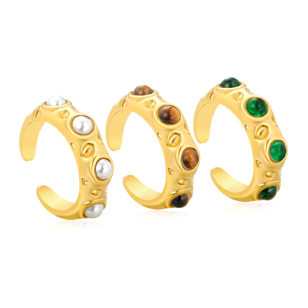 Damen verstellbarer Ring mit einzigartigem Design und edlen Tigerauge-Steinen Shop Nory