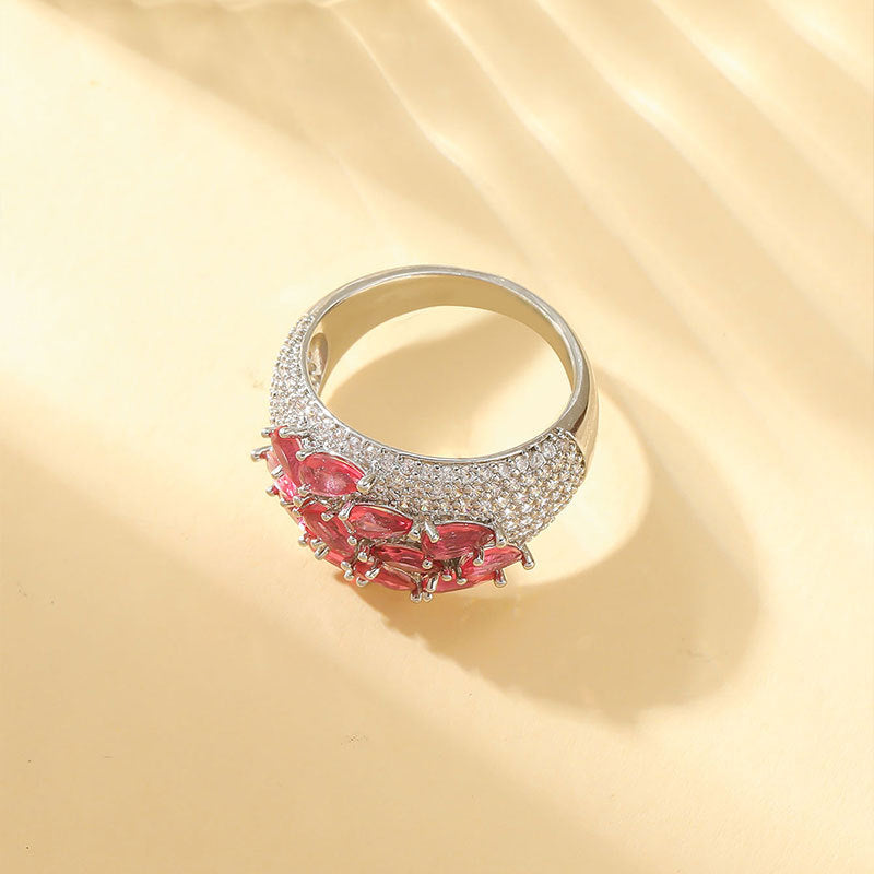 Damen Funkelnder Statement-Ring mit kunstvollen Zirkonia und lebhaften Edelsteinen Shop Nory