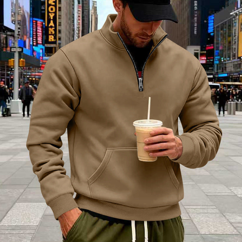 Herren Halbzip-Sweatshirt mit Kängurutasche und Stehkragen Shop Nory