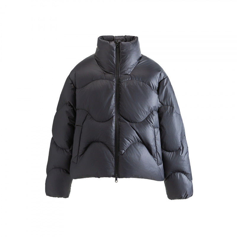Damen Kurze gesteppte Steppjacke mit hohem Kragen und wellenförmiger Steppung Shop Nory