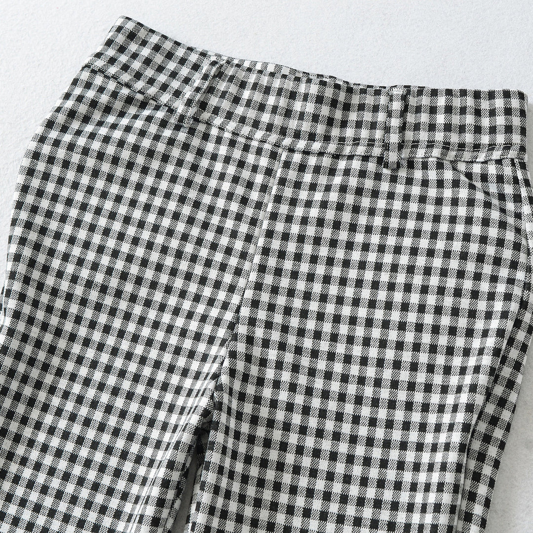 Damen Hochtaillierte Slim-Fit Hose mit Vichy-Karo und elastischem Bund Shop Nory