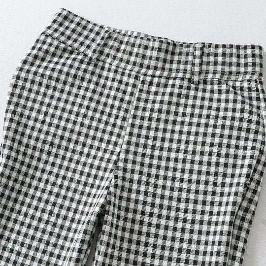 Damen Hochtaillierte Slim-Fit Hose mit Vichy-Karo und elastischem Bund Shop Nory