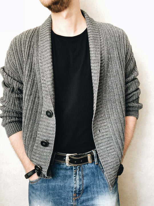 Herren Strickcardigan mit Schalkragen und Knopfleiste Shop Nory