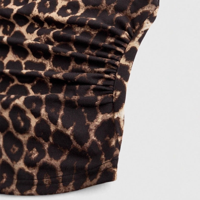 Damen Cut-Out Top mit Leo-Muster