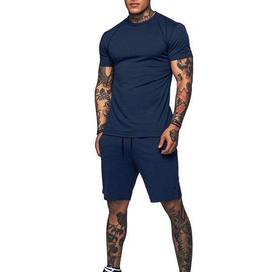 Herren Sportliches Kurzarm- und Shorts-Set mit kontrastierenden Details
