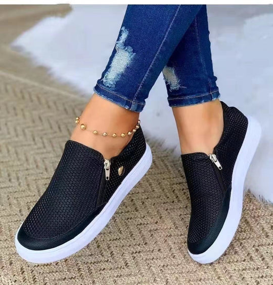 Damen Slip-On Mesh-Sneaker mit seitlichem Zipper und dicker Gummisohle Shop Nory