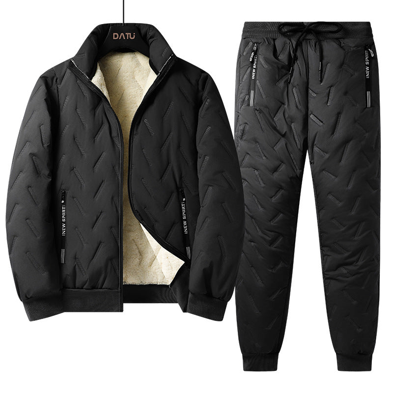 Herren Dreiteiliges gestepptes Winter-Set mit Teddyfutter — Stehkragenjacke, wattierte Weste & Thermohose Shop Nory