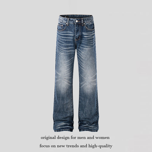Damen High‑Waist-Jeans im Palazzo‑Schnitt mit Used‑Effekt und Fal­tenoptik Shop Nory