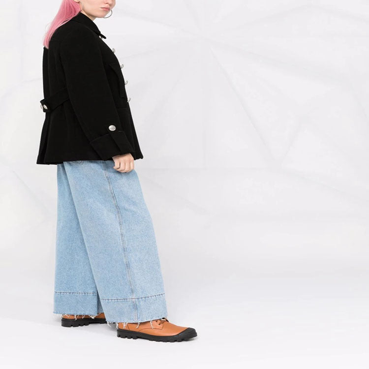 Damen Kurzer Boxy‑Wollmix‑Mantel im Military‑Look mit Zierrundknöpfen Shop Nory